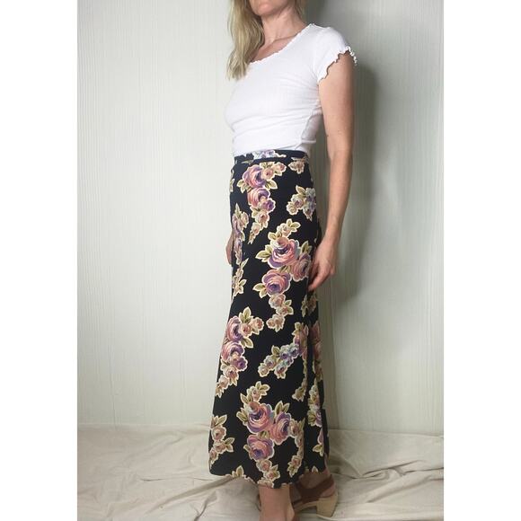 BETSEY JOHNSON Vintage 90s/Y2k Rayon Bias Cut Floral Midi Skirt US SMALL - Picture 2 of 14